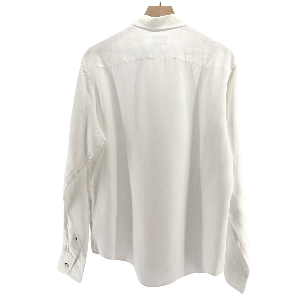UNTUCKit Mens White 100% Linen Preppy Long Sleeve Button Down Shirt Size Medium - Picture 4 of 9